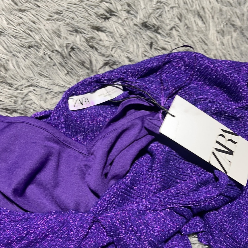24.-π₯°π₯°ZARA Metallic Purple Cape Maxi Dressπ₯°π₯° - Picture 12 of 15